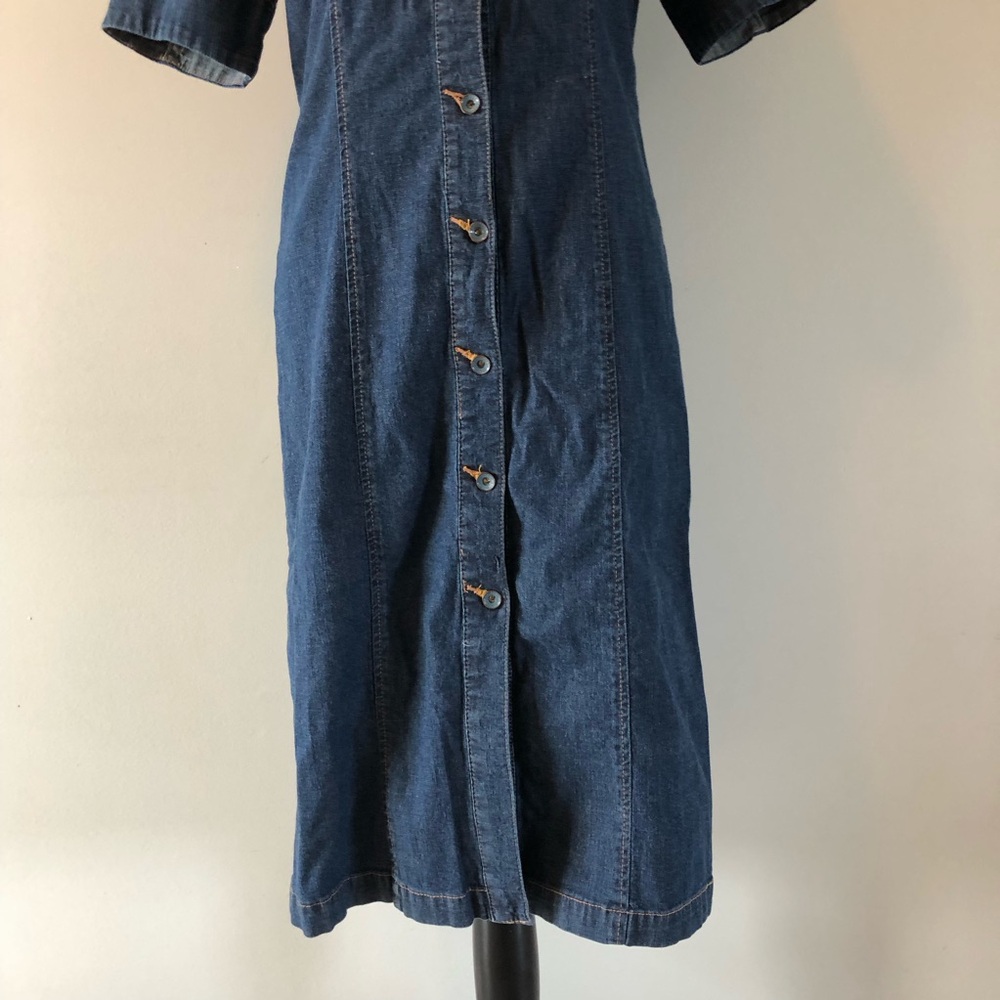 Women's Vintage FDJ French Dressing Blue Denim Button Front Midi Dress size 6 - Picture 3 of 10